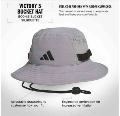 adidas Men's Victory 5 Bucket Hat - Grey/Black Hats - Third Coast Soccer