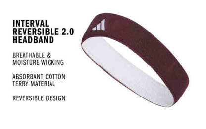 adidas Interval Reversible 2.0 Headband - Team Maroon/White Player Accessories - Third Coast Soccer