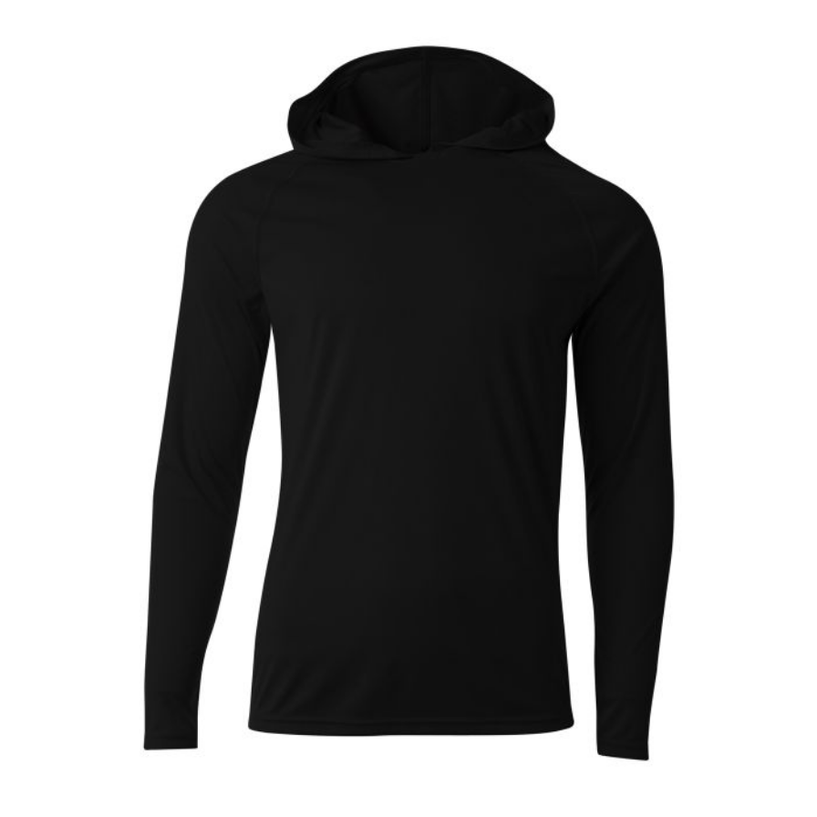 A4 Cooling Performance Long Sleeve Hooded Tee T-Shirts Black Mens Small - Third Coast Soccer