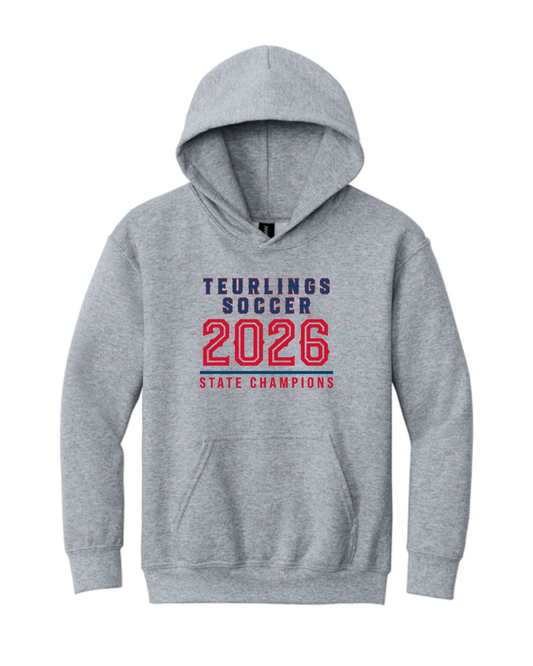 Teurlings State Champions 2026 Hoody TCHS 26 Gray Mens Small - Third Coast Soccer