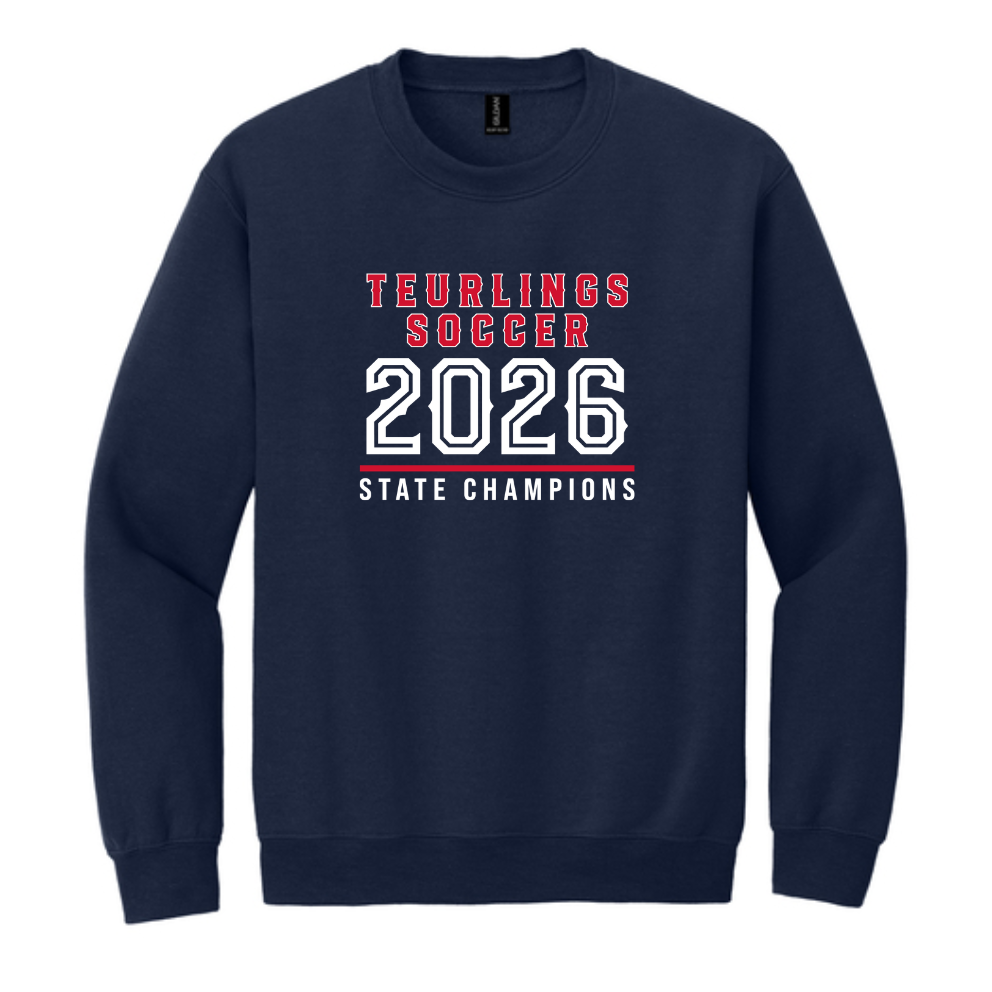 Teurlings State Champions 2026 Crewneck Sweatshirt TCHS 26 Navy Mens Small - Third Coast Soccer