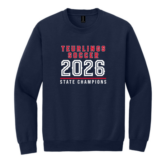 Teurlings State Champions 2026 Crewneck Sweatshirt TCHS 26 Navy Mens Small - Third Coast Soccer