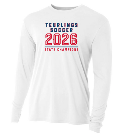 A4 Teurlings State Champions 2026 LS Shirt TCHS 26 White Mens Small - Third Coast Soccer
