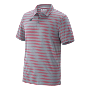 New Balance Striped Polo Polos Grey/Red Mens Small - Third Coast Soccer