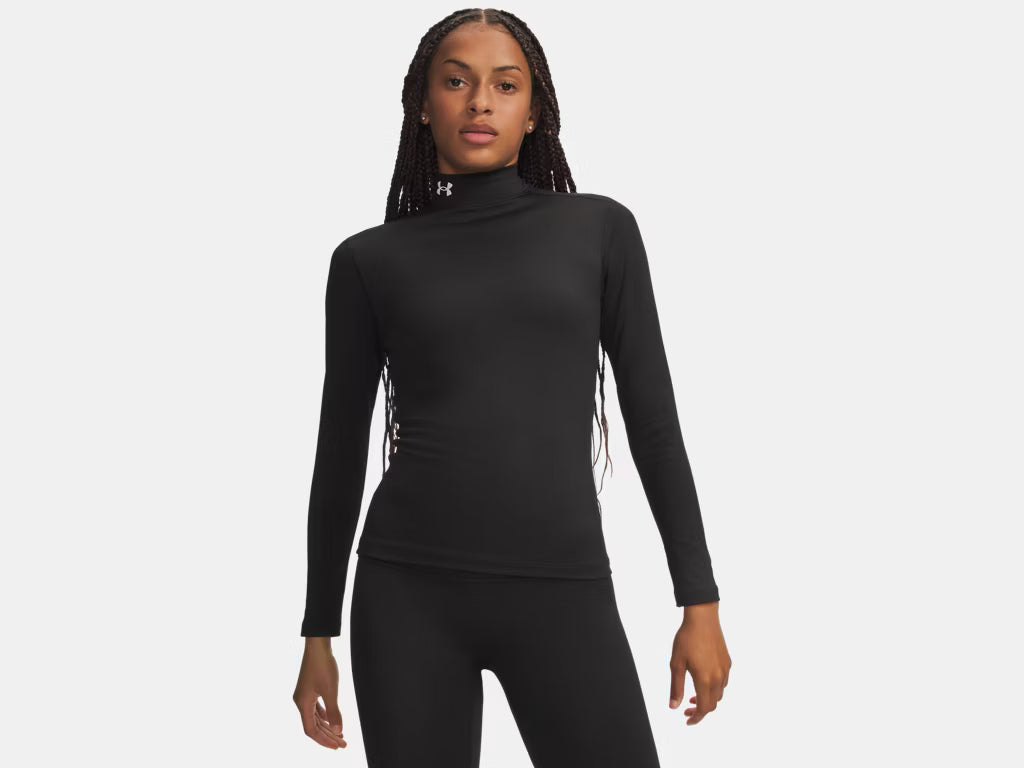 UA ColdGear® Women's Mock Long Sleeve Training Wear Black Womens XSmall - Third Coast Soccer