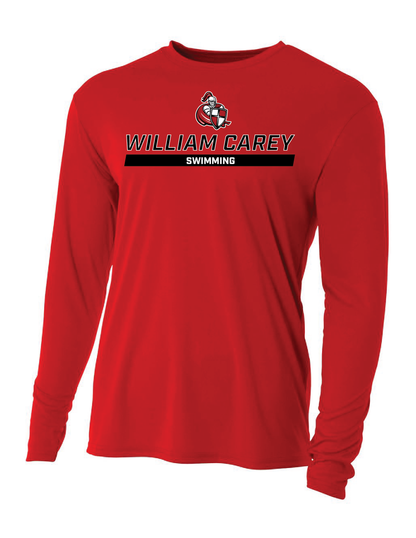 WCU Swimming Men's Long-Sleeve Performance Shirt WCU Swim Red Wc W/Crusader - Third Coast Soccer
