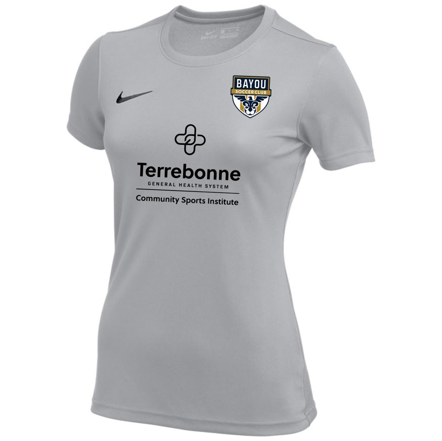 Nike Bayou SC Women's Park VII Jersey - Grey Bayou Soccer Club 23-25 Womens X-Small Wolf Grey/Black - Third Coast Soccer