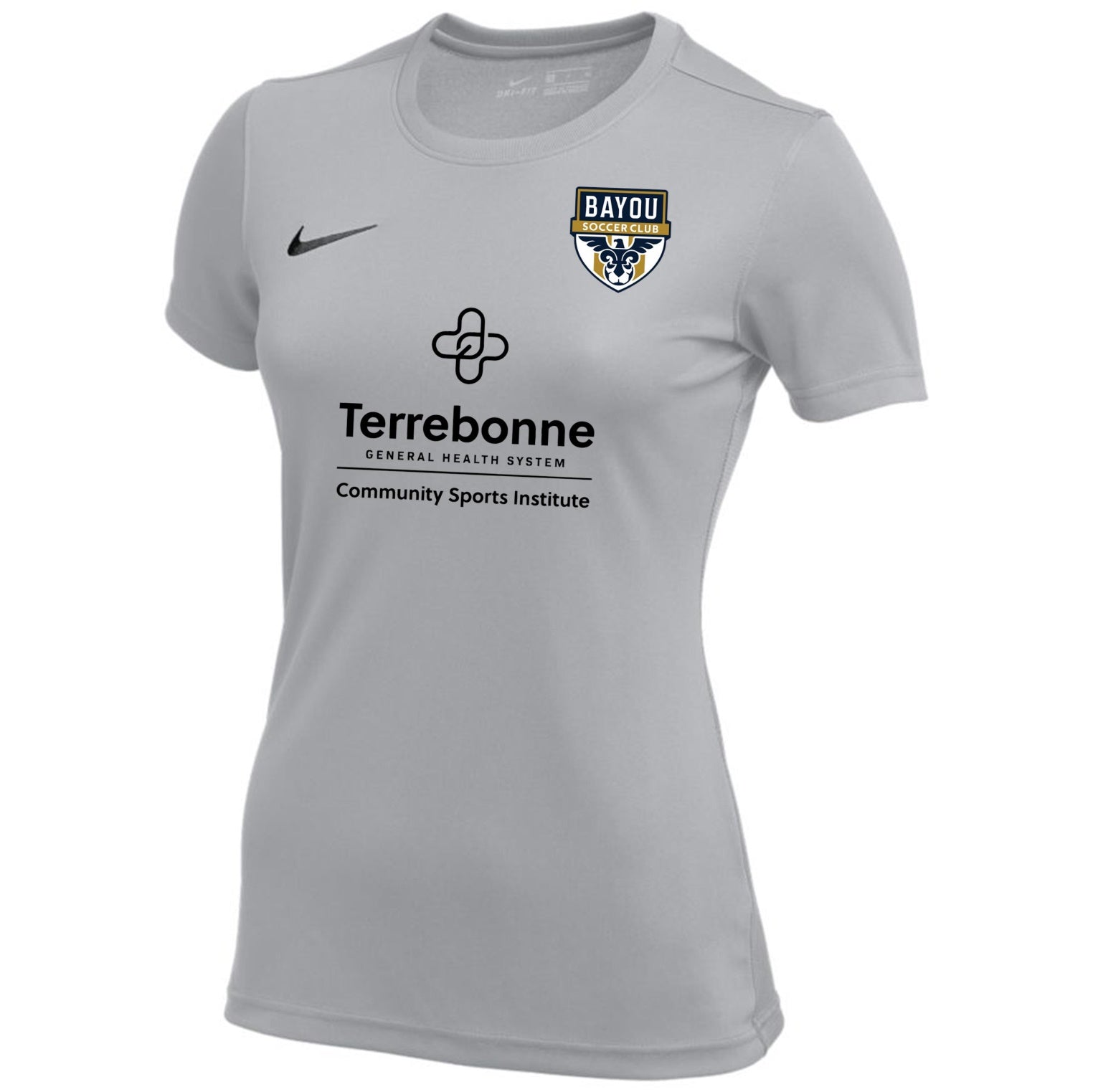 Nike Bayou SC Women's Park VII Jersey - Grey Bayou Soccer Club 23-25 Womens X-Small Wolf Grey/Black - Third Coast Soccer