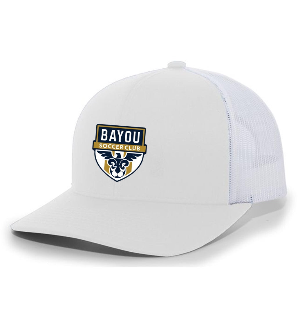 TCS Bayou Soccer Club Trucker Hat Bayou Soccer Club Spiritwear White/White Full Color Patch - Third Coast Soccer
