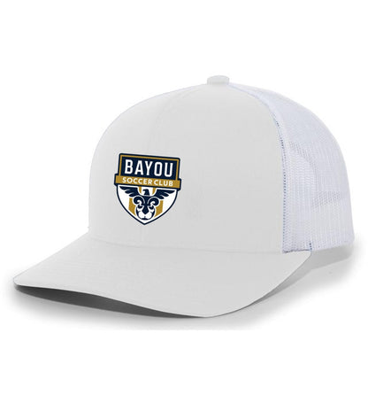 TCS Bayou Soccer Club Trucker Hat Bayou Soccer Club Spiritwear White/White Full Color Patch - Third Coast Soccer