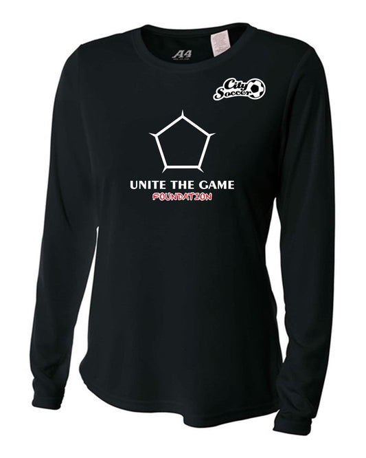 A4 City Soccer Womens Long-Sleeve Performance Shirt City Soccer Womens Small Black - Third Coast Soccer