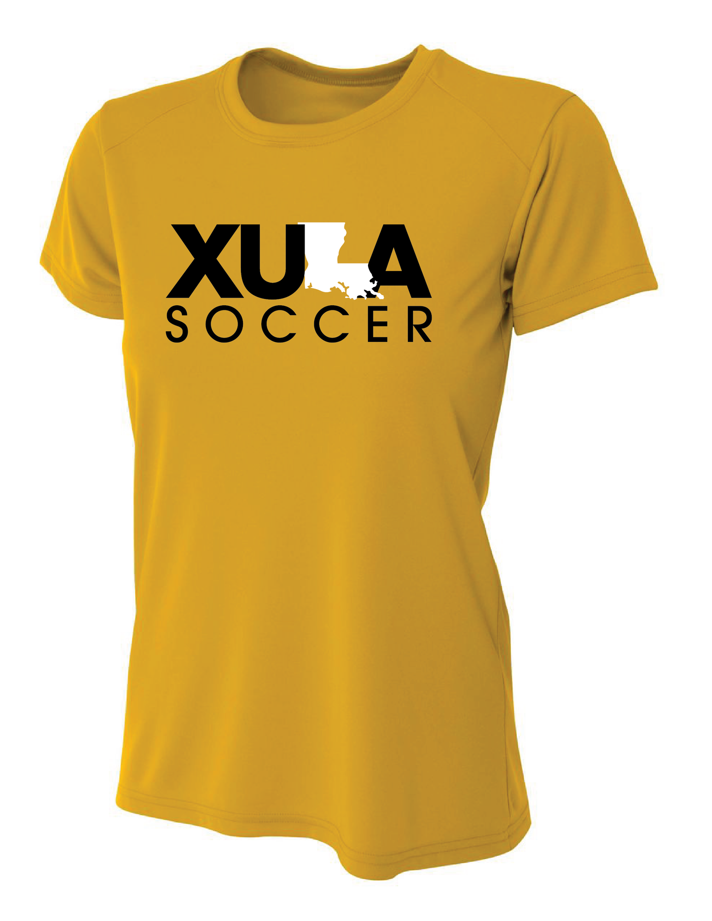 XULA Soccer Short-Sleeve Performance Shirt Xavier University Gold Womens Small - Third Coast Soccer
