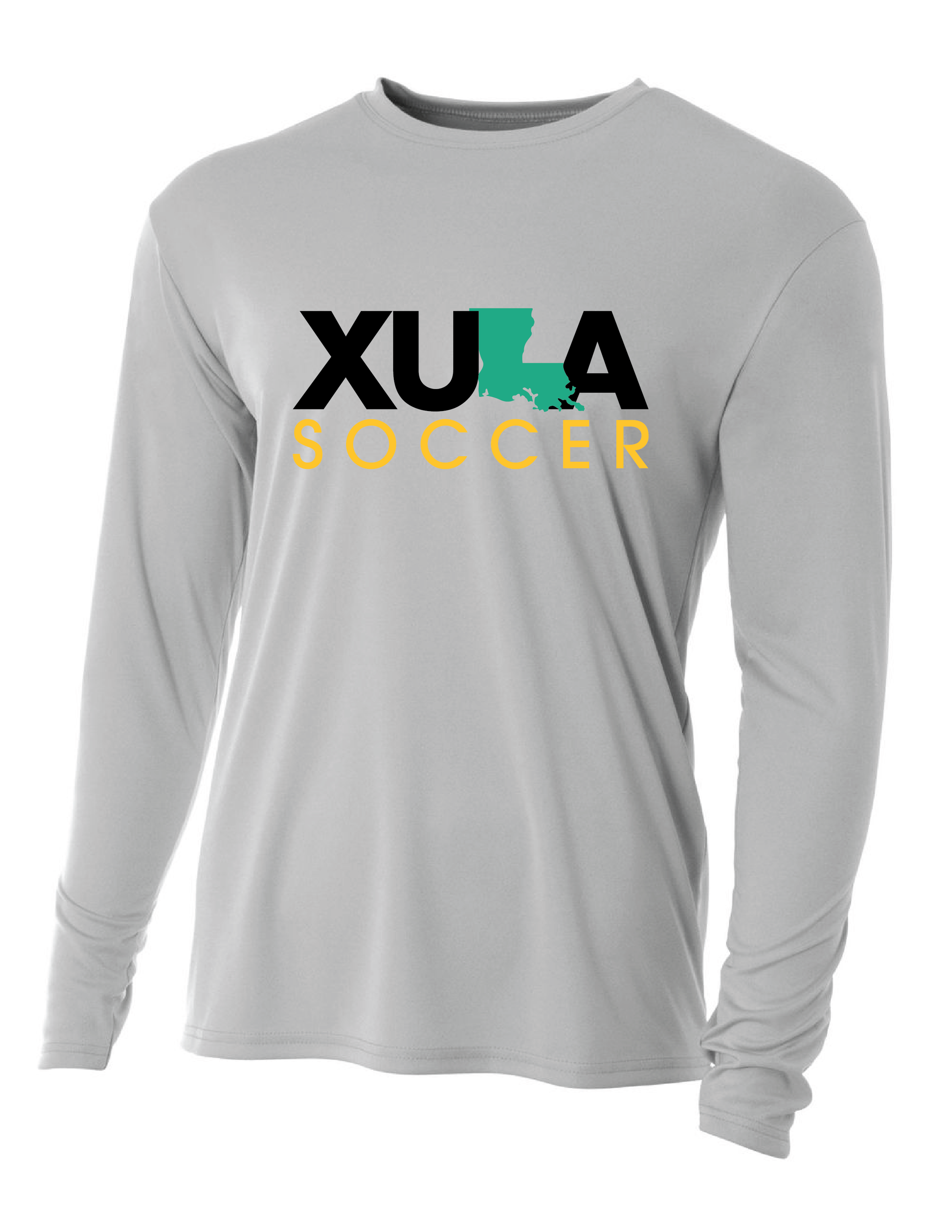 XULA Soccer Long-Sleeve Performance Shirt Xavier University Sport Grey Mens Small - Third Coast Soccer
