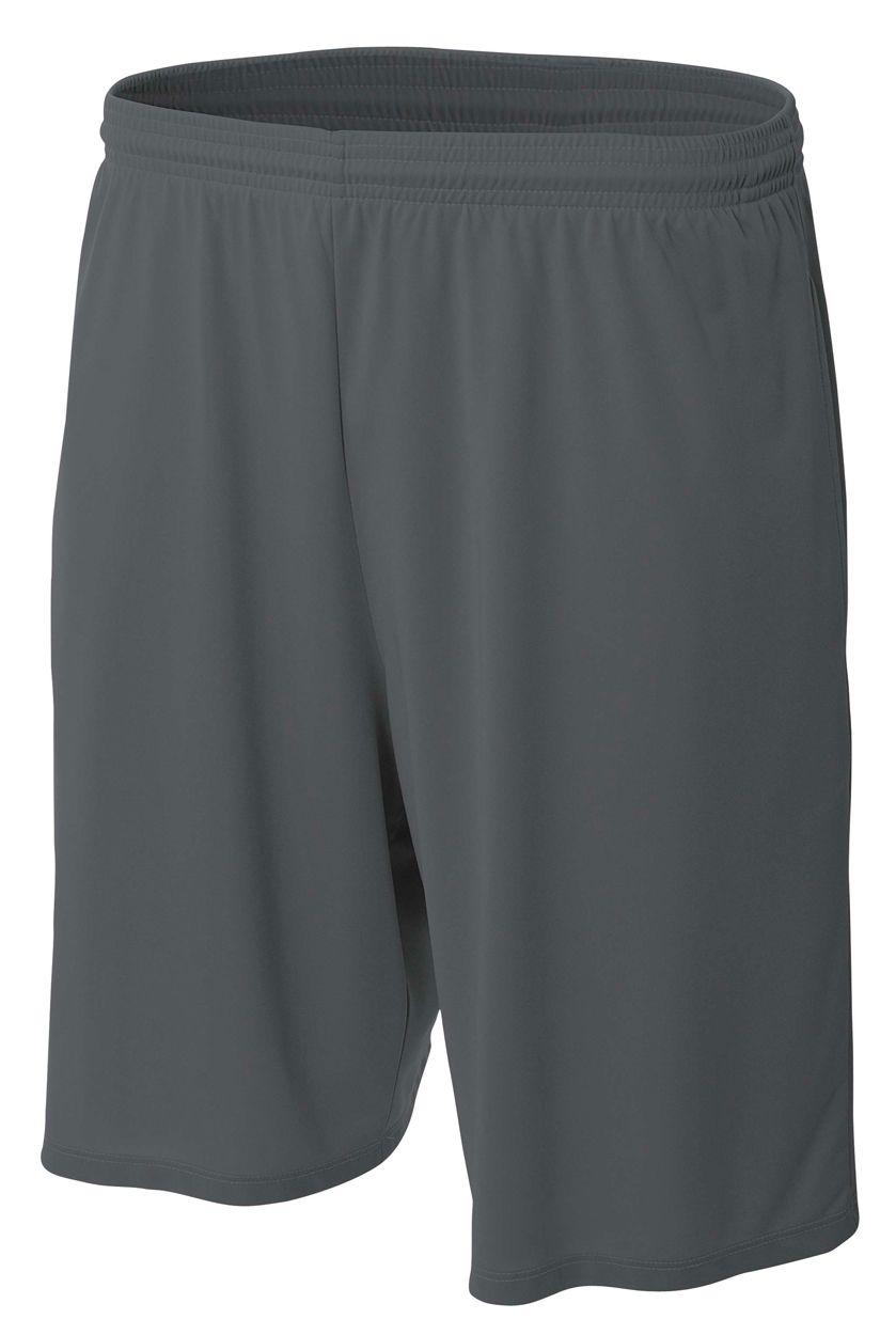 A4 9" Moisture Management Short with Pockets Shorts Graphite Mens Small - Third Coast Soccer