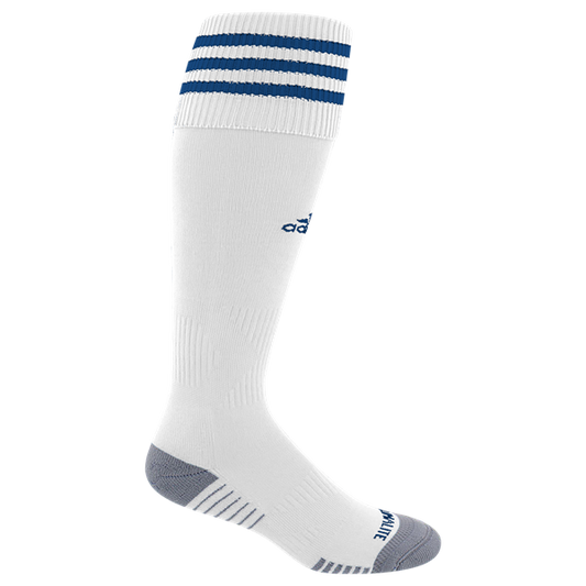 adidas Copa Zone Cushion III Sock - White/Navy Socks White/Navy Small (5-7, 8-9, Etc.) - Third Coast Soccer