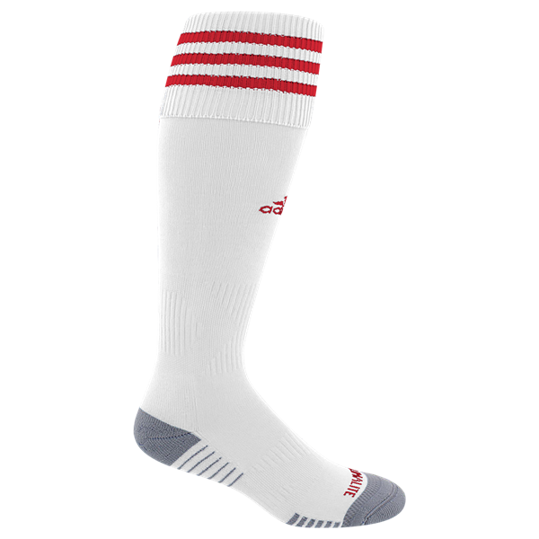 adidas Copa Zone Cushion III Sock - White/Red Socks White/University Red Small (5-7, 8-9, Etc.) - Third Coast Soccer