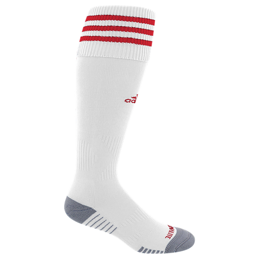 adidas Copa Zone Cushion III Sock - White/Red Socks White/University Red Small (5-7, 8-9, Etc.) - Third Coast Soccer