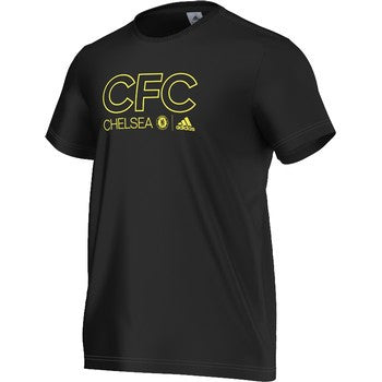 adidas Chelsea Core Tee 16/17 T-Shirts Black/Semisolaryellow Mens Small - Third Coast Soccer