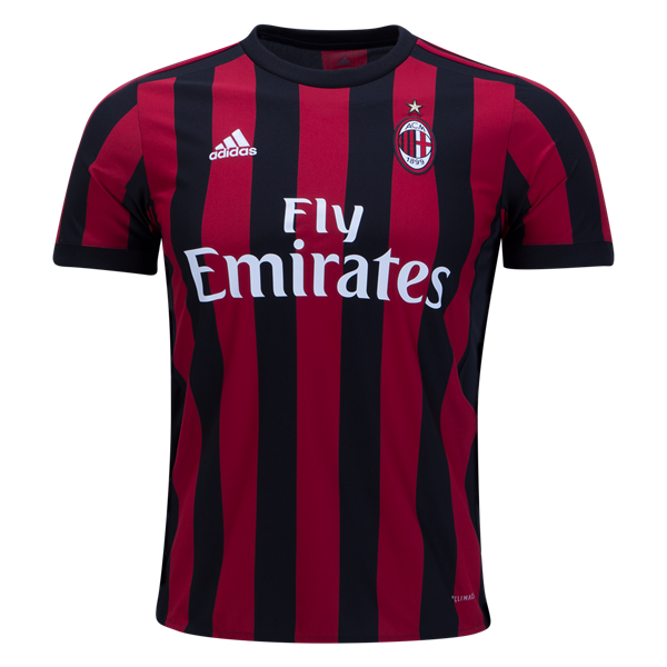 adidas AC Milan Home Jersey 17/18 Club Replica Victory Red/Black Mens Small - Third Coast Soccer