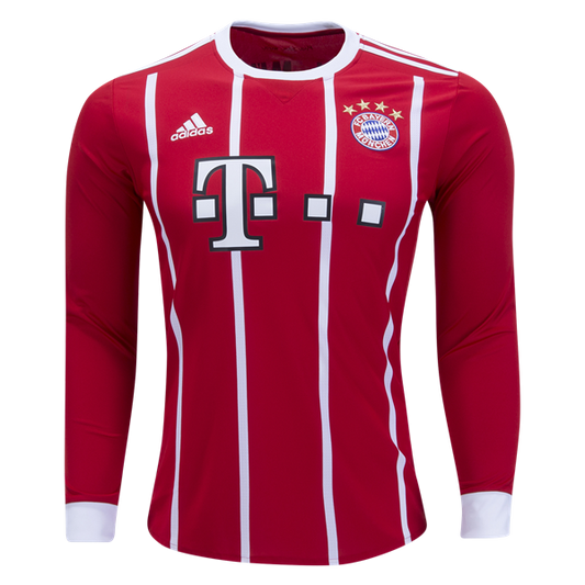 adidas Bayern Munich Home Long Sleeve Jersey 17/18 Club Replica Fcb True Red/White Mens Small - Third Coast Soccer