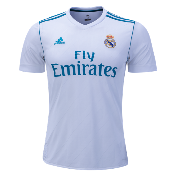 adidas Real Madrid Home Jersey 17/18 Club Replica Closeout White/Vivid Teal Mens 3Xl - Third Coast Soccer
