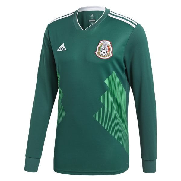 adidas Mexico Home Ls Jersey 2018 International Replica Cgreen/White Mens Small - Third Coast Soccer