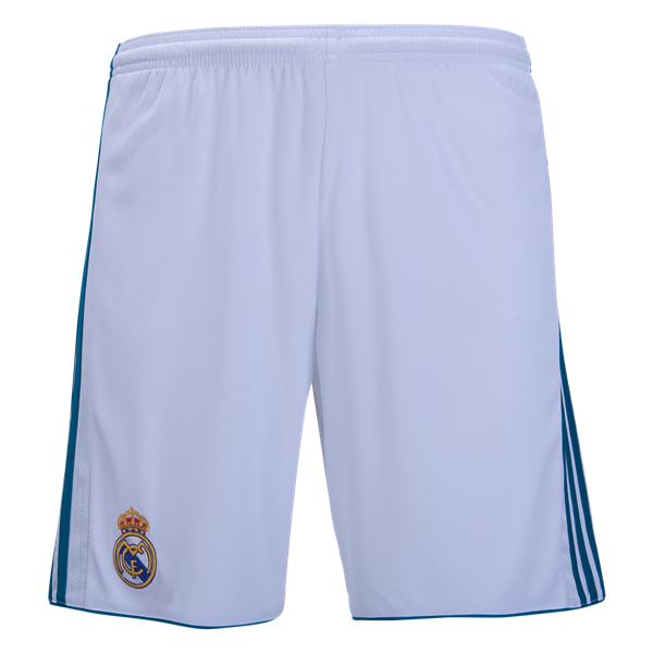 adidas Real Madrid Home Short 17/18 Club Replica White/Vivid Teal Mens Small - Third Coast Soccer