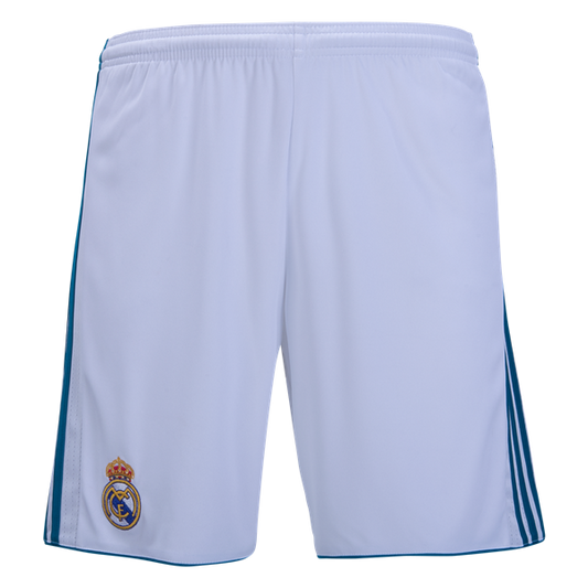 adidas Real Madrid Home Short 17/18 Club Replica White/Vivid Teal Mens Small - Third Coast Soccer