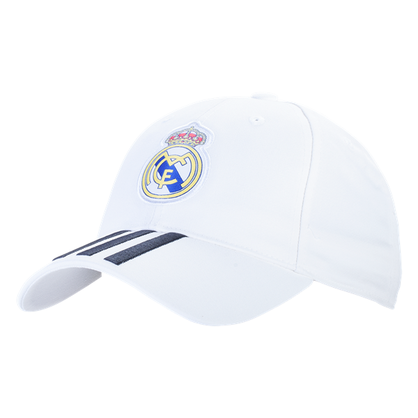 adidas Real Madrid 3 Stripe Cap Hats White/Black  - Third Coast Soccer