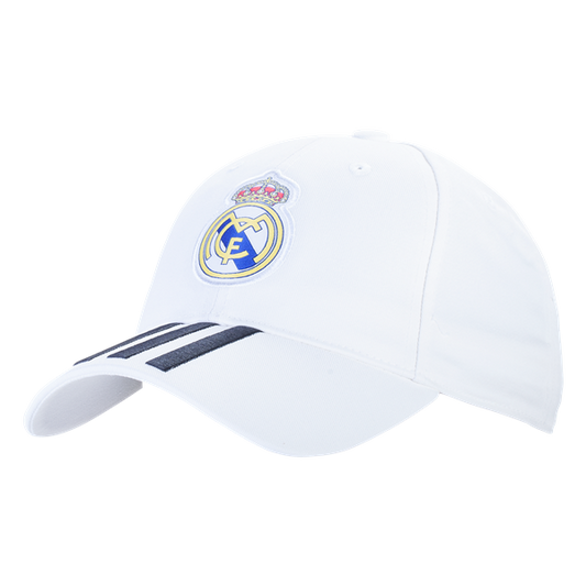 adidas Real Madrid 3 Stripe Cap Hats White/Black  - Third Coast Soccer