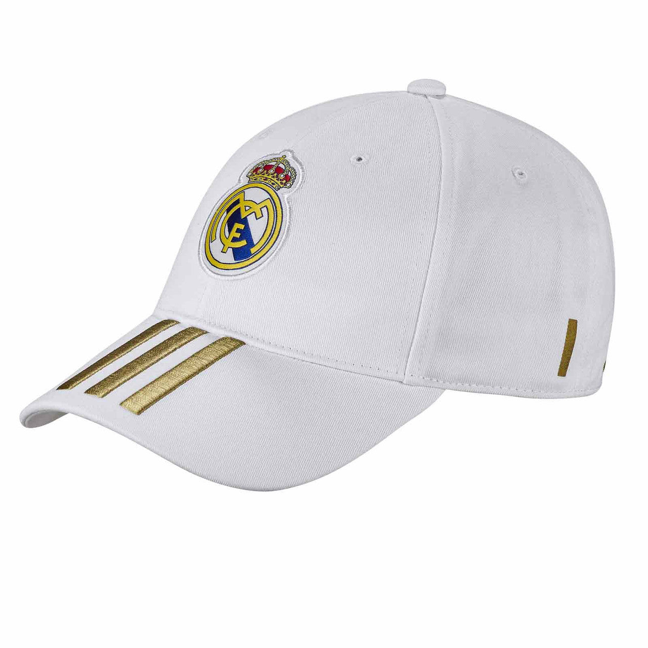 adidas Real Madrid 3-Stripes Cap Hats Small White/Dark Gold - Third Coast Soccer