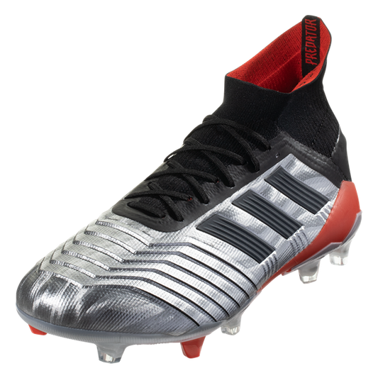 Adidas Predator 19.1 FG - Metallic Silver/Black/Hi-Res Red Mens Firm Ground Mens 6.5 Silver/Black/Red - Third Coast Soccer