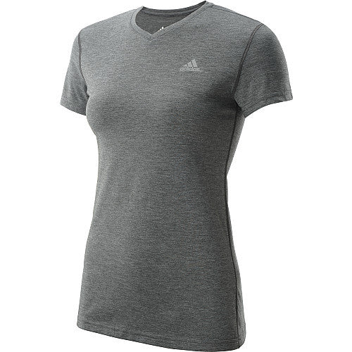 adidas Women's Ultimate V-Neck Tee - Dark Grey Heather/Matte Silver T-Shirts Xsmall Dark Grey Heather/Matte Silver - Third Coast Soccer