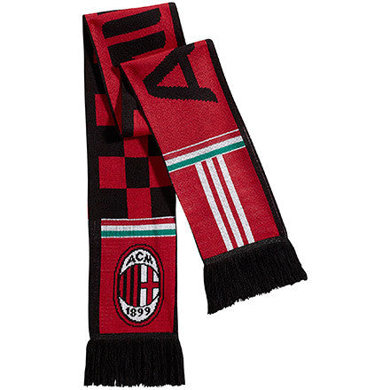 adidas AC Milan 3-Stripe Scarf Scarves One Size Fits All Red/Black/White - Third Coast Soccer