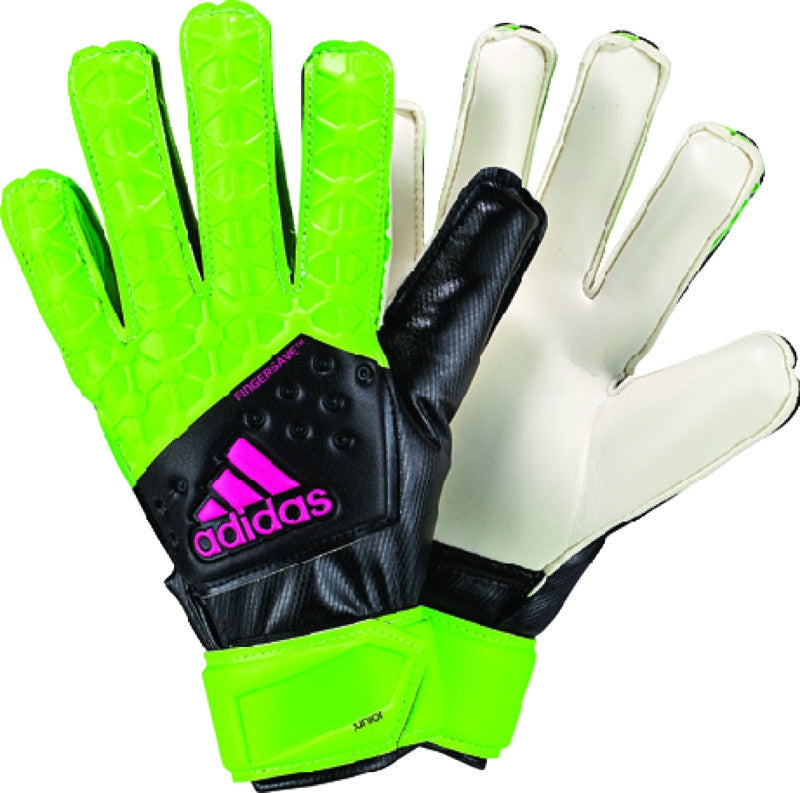 adidas Ace FingerSave Junior - Solar Green/Black/Shock Pink Gloves 8 Solargreen/Black/Shockpink - Third Coast Soccer