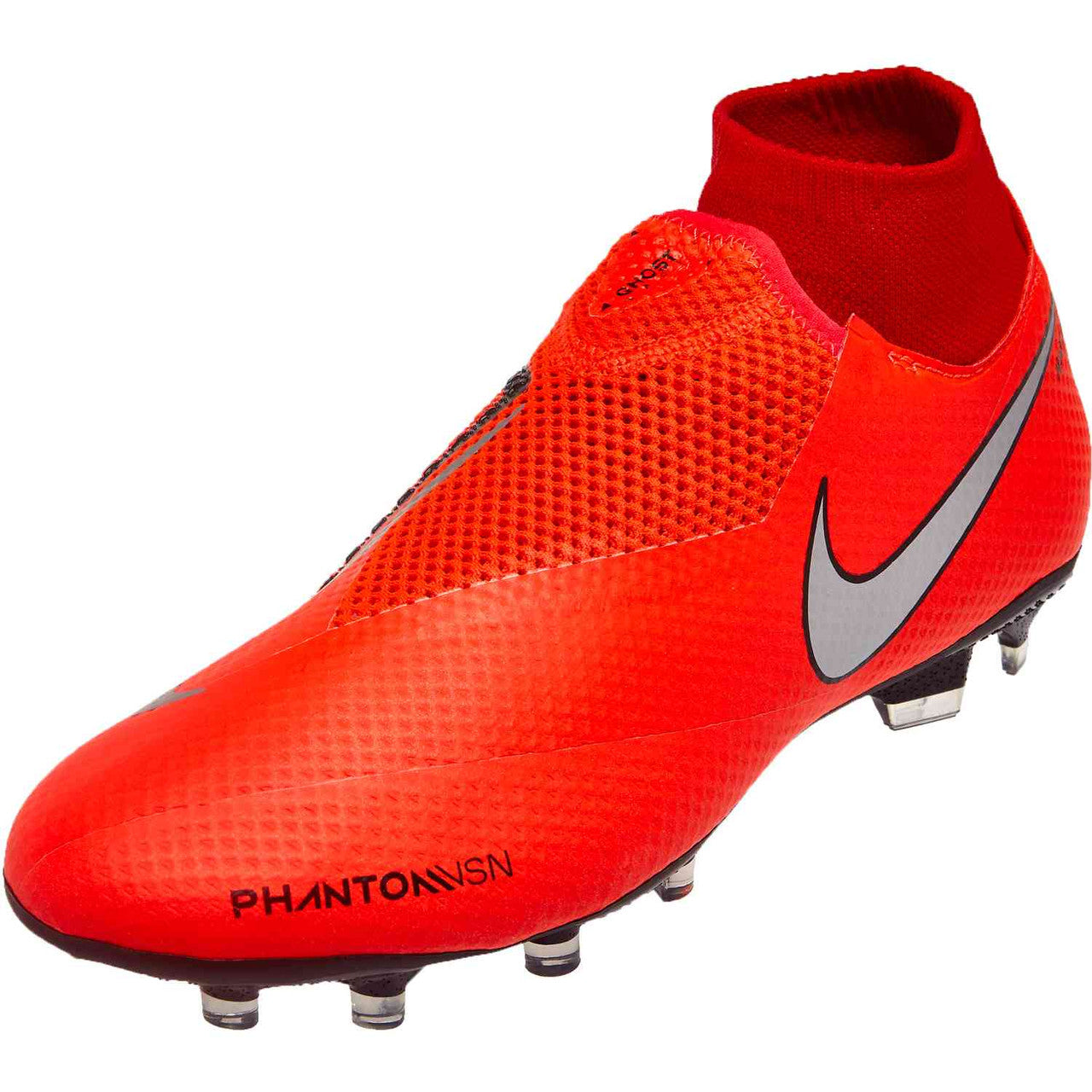 Nike Phantom Vision Pro DF FG - Bright Crimson/Gym Red/Black/Metallic Silver Mens Firm Ground Mens 6.5 Bright Crimson/Metallic Silver - Third Coast Soccer