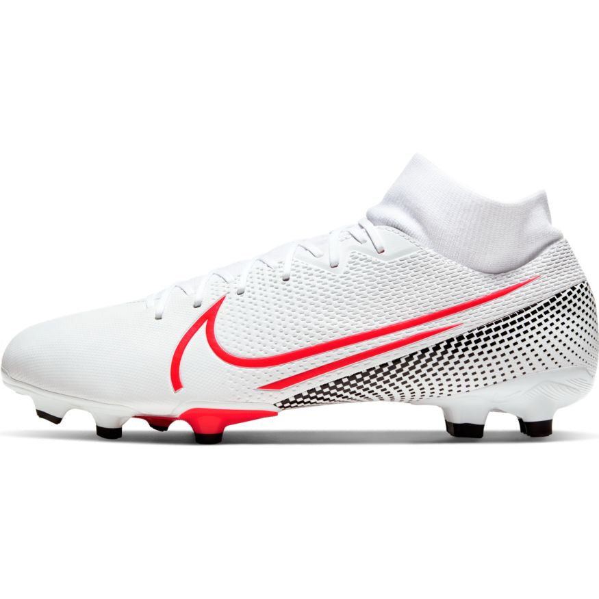 Nike Mercurial Superfly 7 Academy FG - White/Laser Crimson/Black Mens Firm Ground Mens 6.5 White/Laser Crimson/Black - Third Coast Soccer