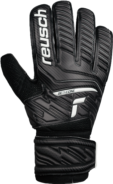 reusch Attrakt Solid Finger Support Junior GK Glove Goalkeeper Black/White Size 5 - Third Coast Soccer