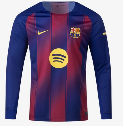 Nike FC Barcelona Long-Sleeve Home Jersey 25/26 Club Replica Closeout - Third Coast Soccer