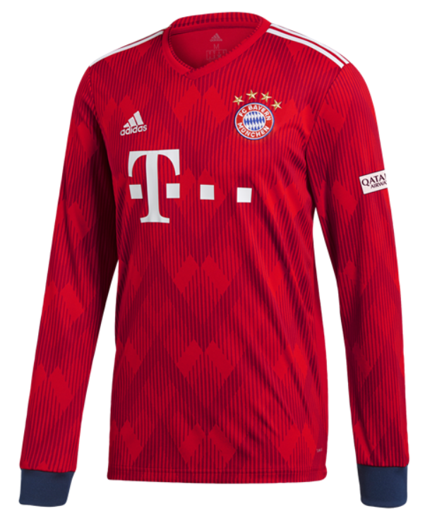 adidas Bayern Munich Home L/S Jersey 18/19 Club Replica Bayern True Red/Red/White Mens Small - Third Coast Soccer