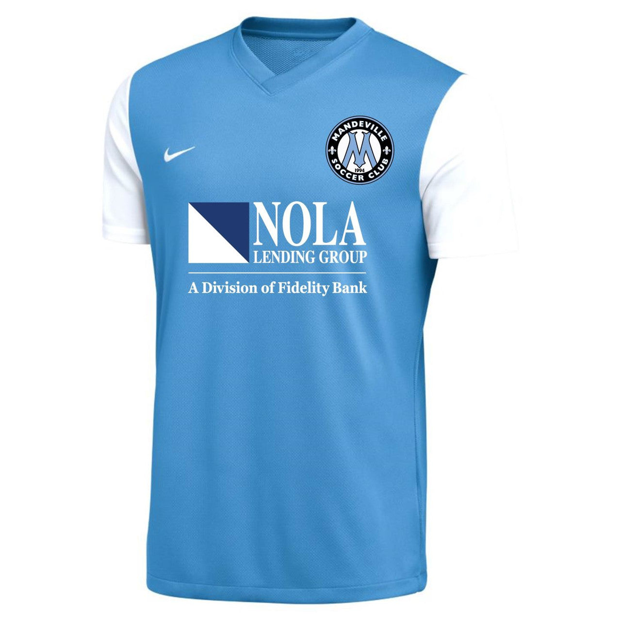 Nike MSC Mens Tiempo Premier II Jersey - Valor Blue Mandeville Soccer Club 22-24 Mens Small Valor Blue/White - Third Coast Soccer