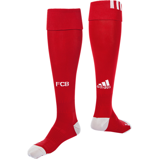 adidas Bayern Munich Home Sock 17/18 Club Replica Closeout Fcb True Red/White Medium (8-10, 9-11, Etc.) - Third Coast Soccer