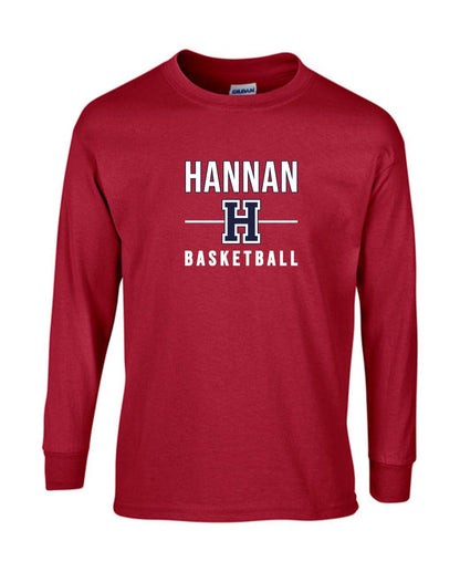 Hannan Basketball Long-Sleeve T-Shirt Hannan Basketball 24 Crimson Youth Small - Third Coast Soccer