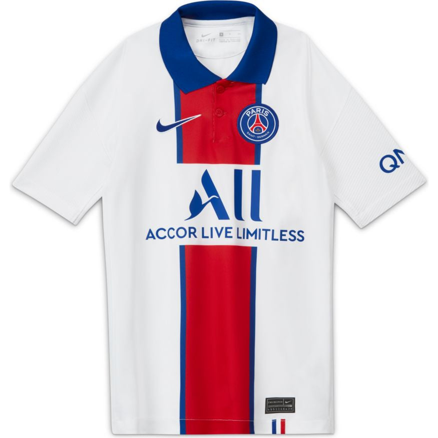 Nike Paris St. Germain Youth Away Jersey 20/21 Club Replica Youth Small White/Old Royal - Third Coast Soccer
