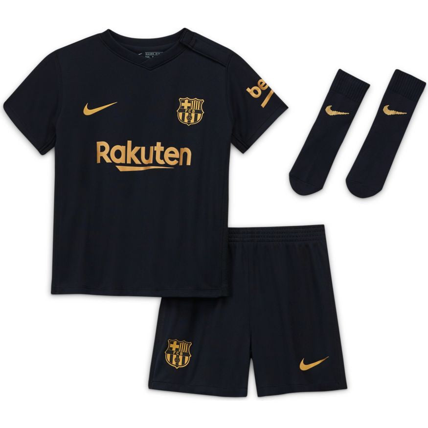 Nike FC Barcelona Mini Kit Away Jersey 20/21 Replicas 12 Month Black/Metallic Gold - Third Coast Soccer