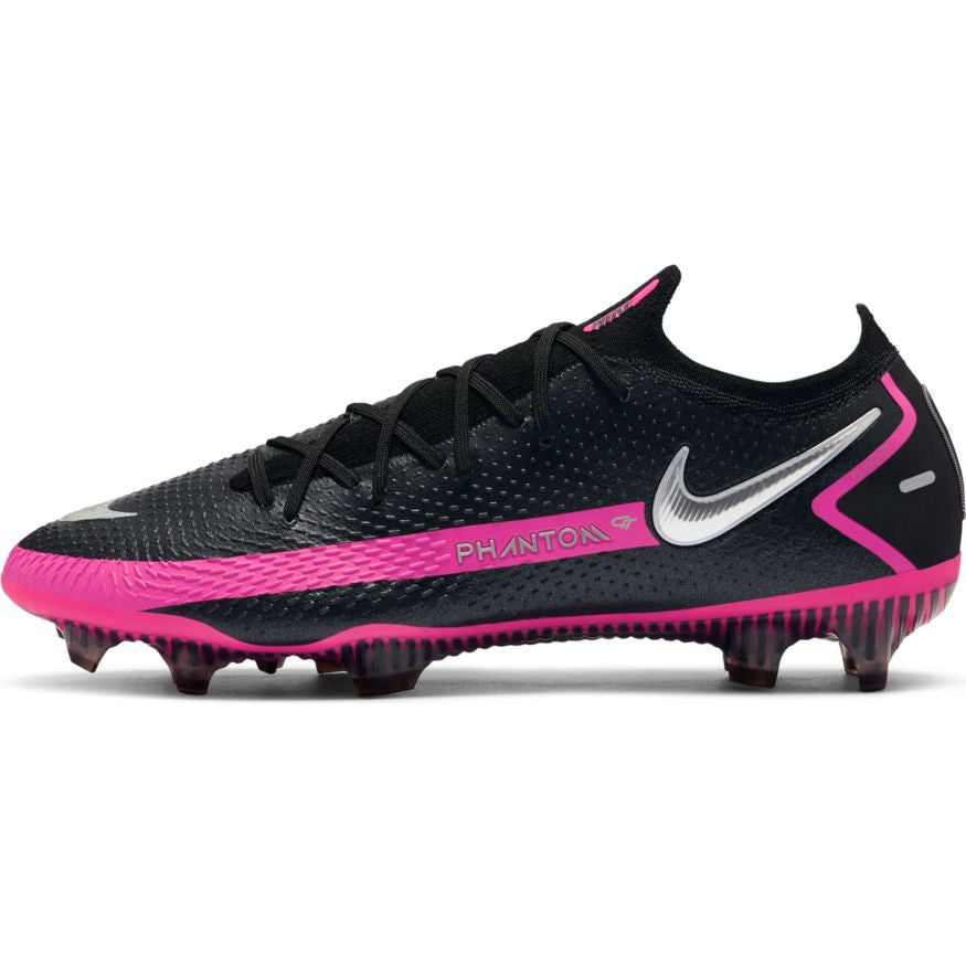 Nike Phantom Gt Elite Fg Mens Firm Ground Mens 8 Black/Metallic Slvr/Pink Blast - Third Coast Soccer