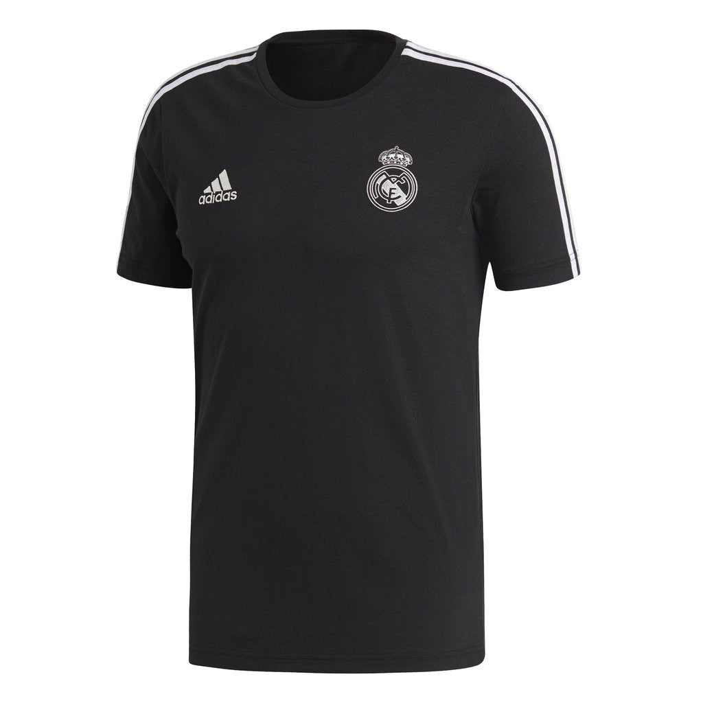 adidas Real Madrid 3-Stripes Tee Club Replica Mens Small Black/Core White - Third Coast Soccer