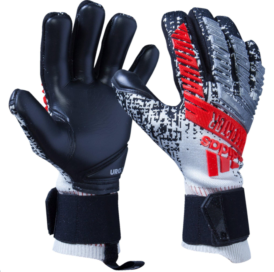 adidas Predator Pro Fingersave Glove - Silver Metallic/Black/Red Gloves Size 11 Silver Metallic/Black/Red - Third Coast Soccer