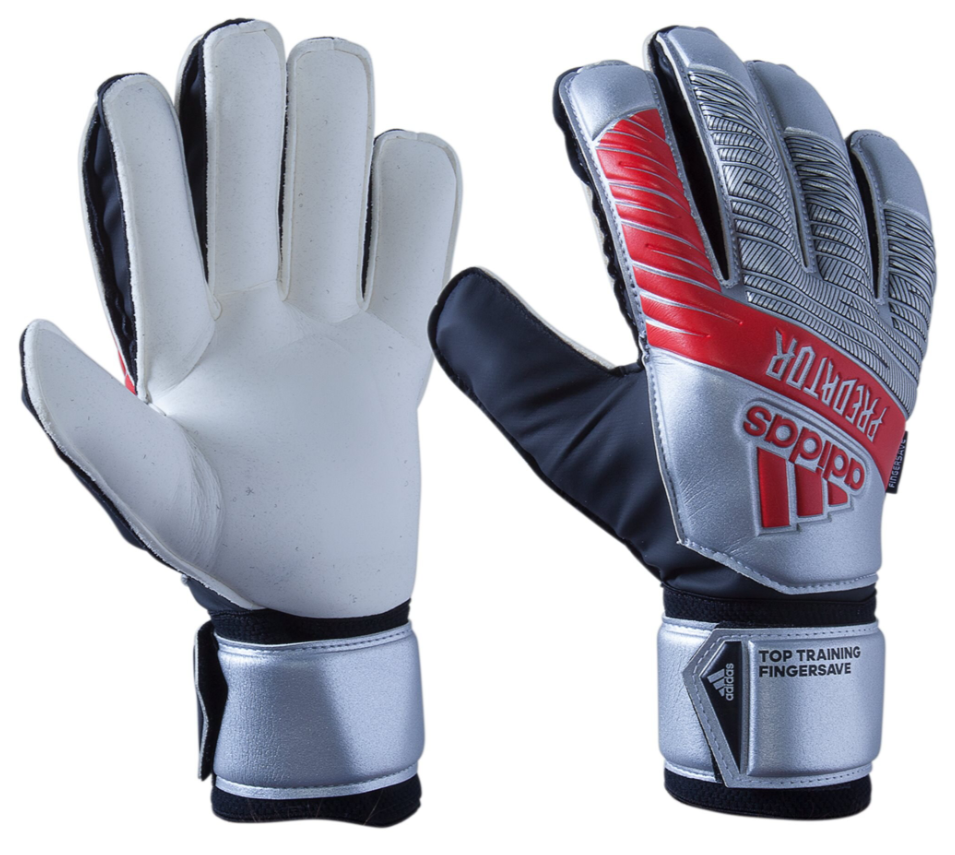 adidas Predator Top Training Fingersave Glove - Silver Metallic/Black Gloves Size 11 Silver Metallic/Black - Third Coast Soccer