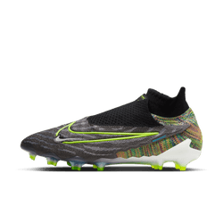 Nike Gripknit Phantom GX Elite Dynamic Fit Fusion FG - Black/White/Volt Blue Men's Footwear Closeout   - Third Coast Soccer